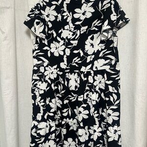 Floral Black and White Dress